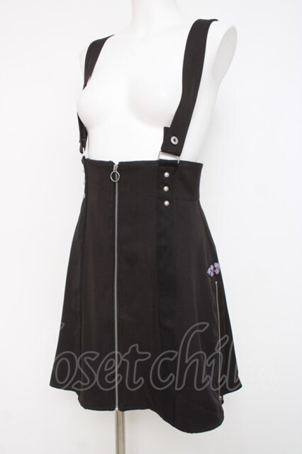 画像1: axes femme POETIQUE / ファスナーデザインサス付スカート M 黒 Y-26-03-26-091-AX-SK-SZ-ZY (1)