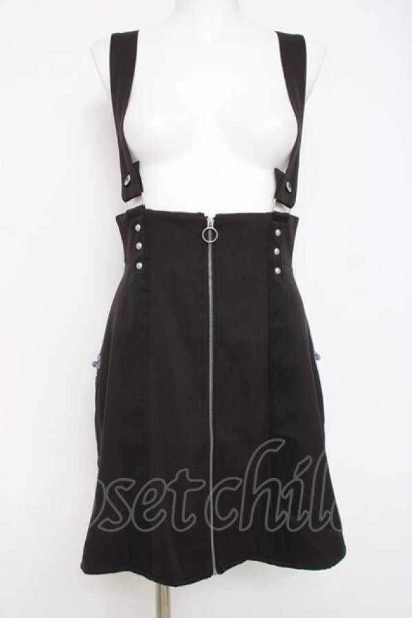 画像2: axes femme POETIQUE / ファスナーデザインサス付スカート M 黒 Y-26-03-26-091-AX-SK-SZ-ZY (2)