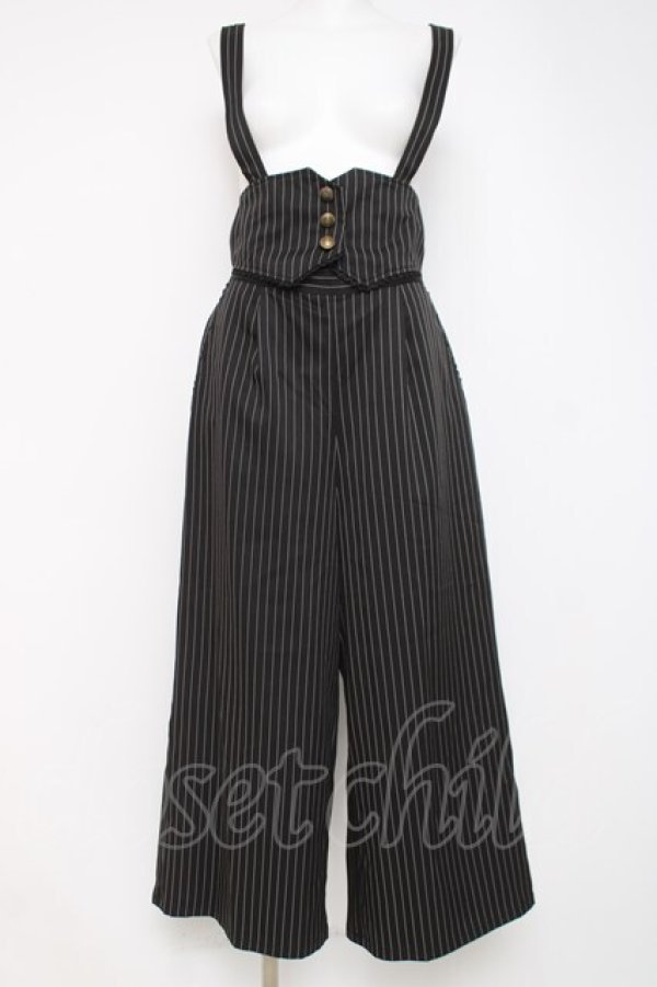 画像1: axes femme POETIQUE / ストライプサス付きパンツ M 黒 Y-26-03-26-093-AX-PA-SZ-ZY (1)