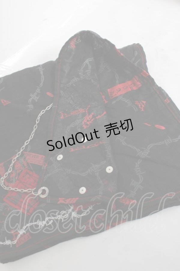 画像2: h.ANARCHY / ガーゼバンダナ  黒×赤 Y-26-03-26-015-HN-ZA-SZ-ZY (2)