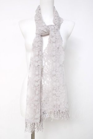 画像: axes femme / フラワーレースストール  グレー Y-26-03-26-016-AX-ZA-SZ-ZY