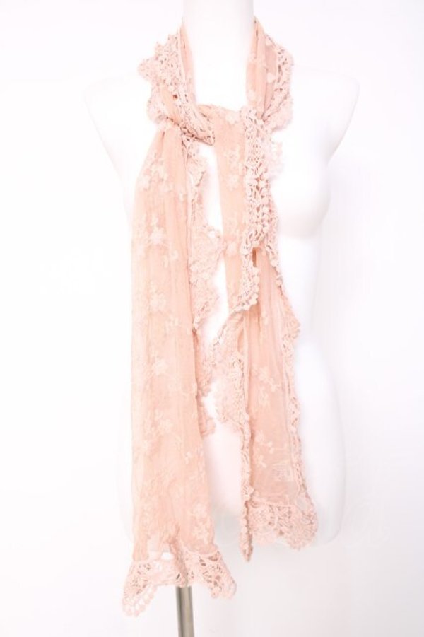 画像1: axes femme / お花レーススカーフ  淡ピンク Y-26-03-26-017-AX-ZA-SZ-ZY (1)