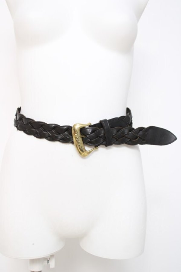 画像1: INGEBORG / 編み込みベルト  黒 Y-26-03-26-023-LO-ZA-SZ-ZY (1)