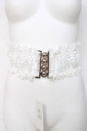 画像: axes femme / レース使いゴムベルト  白 Y-26-03-26-024-AX-ZA-SZ-ZY