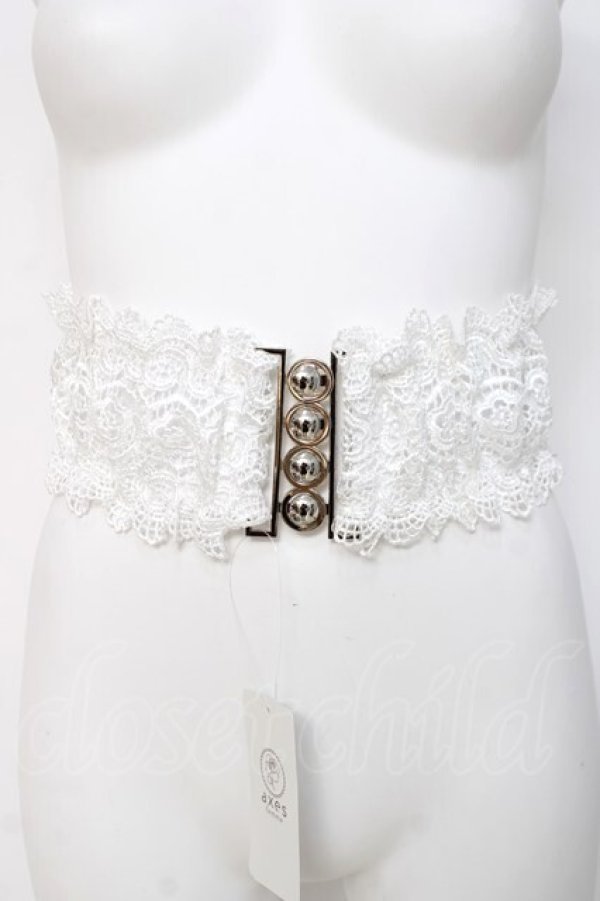 画像1: axes femme / レース使いゴムベルト  白 Y-26-03-26-024-AX-ZA-SZ-ZY (1)