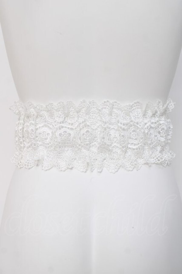 画像2: axes femme / レース使いゴムベルト  白 Y-26-03-26-024-AX-ZA-SZ-ZY (2)