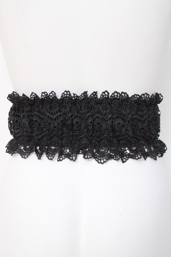画像2: axes femme / レース使いゴムベルト  黒 Y-26-03-26-025-AX-ZA-SZ-ZY (2)