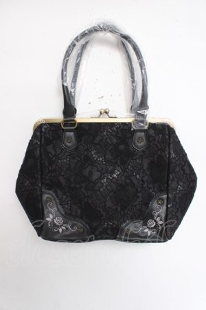 画像: axes femme / がま口レース刺 バッグ  黒 Y-26-03-26-026-AX-BG-SZ-ZY