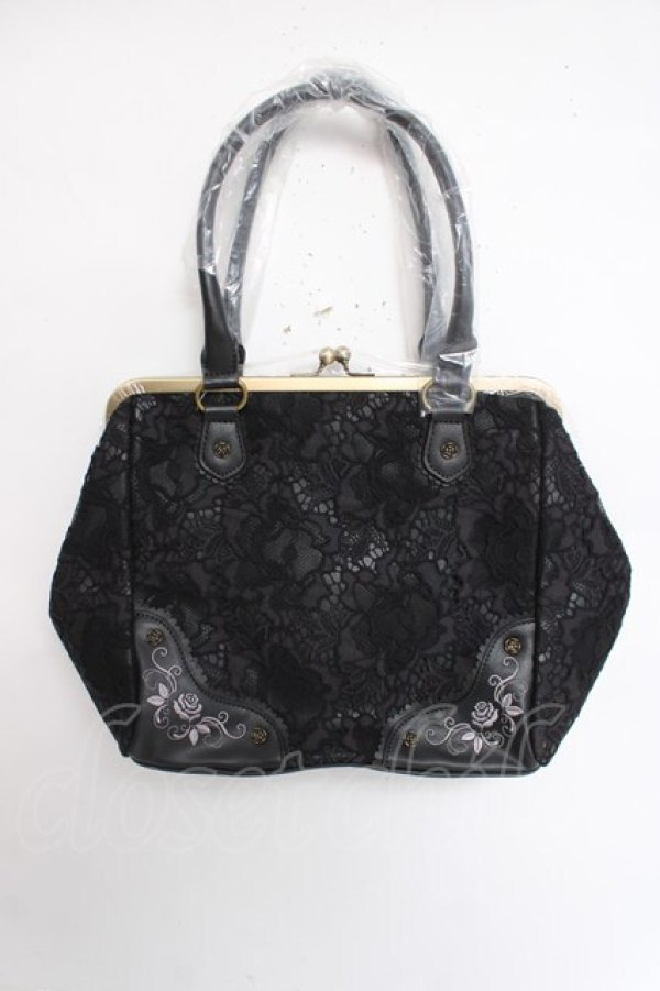 画像1: axes femme / がま口レース刺 バッグ  黒 Y-26-03-26-026-AX-BG-SZ-ZY (1)