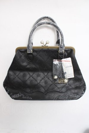 画像: axes femme / 薔薇型押しがま口バッグ  黒 Y-26-03-26-027-AX-BG-SZ-ZY