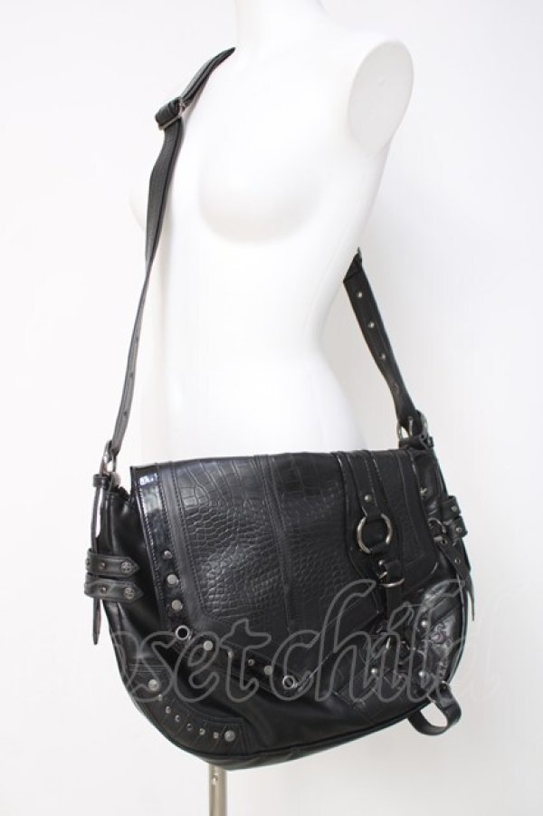 画像1: Ozz Croce / パイソン切替ショルダーバッグ  黒 Y-26-03-26-028-OO-BG-SZ-ZY (1)