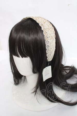 画像: axes femme / ビジュー付きレースカチューシャ  ベージュ Y-26-03-26-033-AX-ZA-SZ-ZY