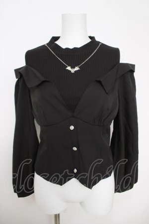 画像: axes femme POETIQUE / レイヤードデザインシャツ M 黒 Y-26-03-28-045-AX-TO-SZ-ZY