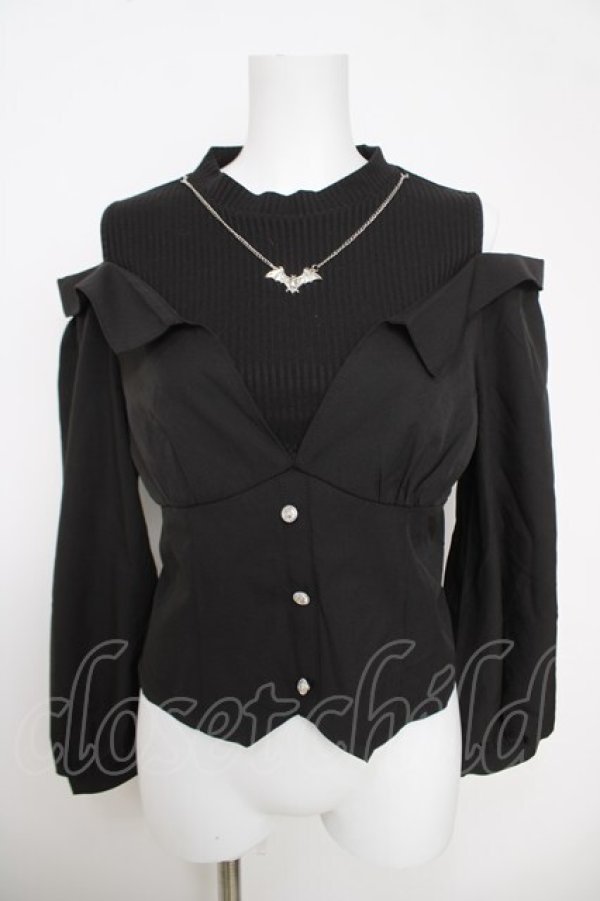 画像1: axes femme POETIQUE / レイヤードデザインシャツ M 黒 Y-26-03-28-045-AX-TO-SZ-ZY (1)