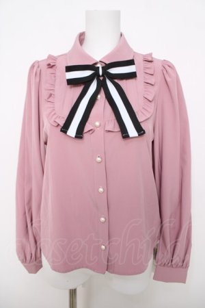 画像: Ank Rouge / 配色リボンブラウス M ピンク Y-26-03-28-047-CA-BL-SZ-ZY