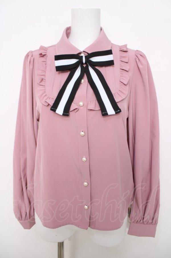 画像1: Ank Rouge / 配色リボンブラウス M ピンク Y-26-03-28-047-CA-BL-SZ-ZY (1)