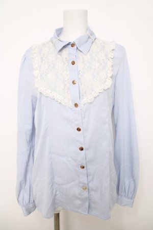 画像: Ank Rouge / レース切替ブラウス M サックス Y-26-03-28-048-CA-BL-SZ-ZY