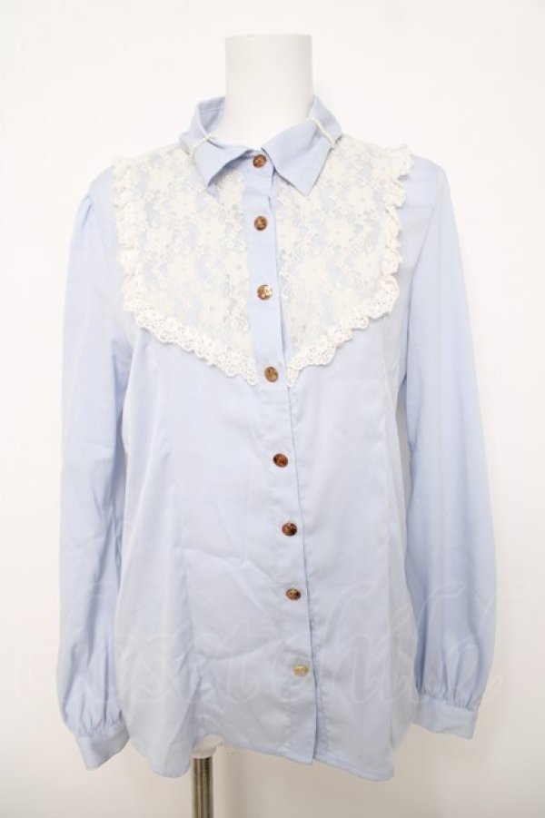 画像1: Ank Rouge / レース切替ブラウス M サックス Y-26-03-28-048-CA-BL-SZ-ZY (1)