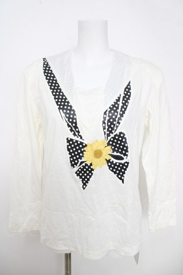 画像1: INGEBORG / リボンスカーフptセーラー衿カットソー  オフ Y-26-03-28-051-LO-BL-SZ-ZY (1)