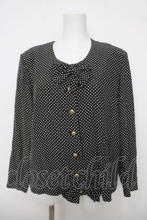画像: INGEBORG / リボン付きドットブラウス  黒 Y-26-03-28-054-LO-BL-SZ-ZY