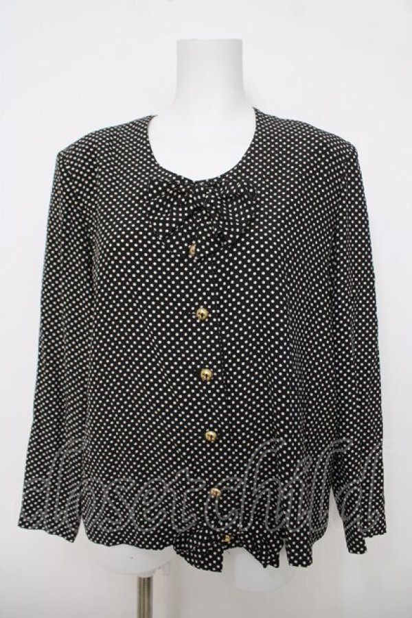 画像1: INGEBORG / リボン付きドットブラウス  黒 Y-26-03-28-054-LO-BL-SZ-ZY (1)