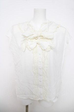 画像: INGEBORG / レースフリルリボンブラウス  白 Y-26-03-28-056-LO-BL-SZ-ZY