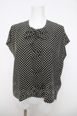 画像: INGEBORG / リボン付きドットブラウス  黒 Y-26-03-28-059-LO-BL-SZ-ZY