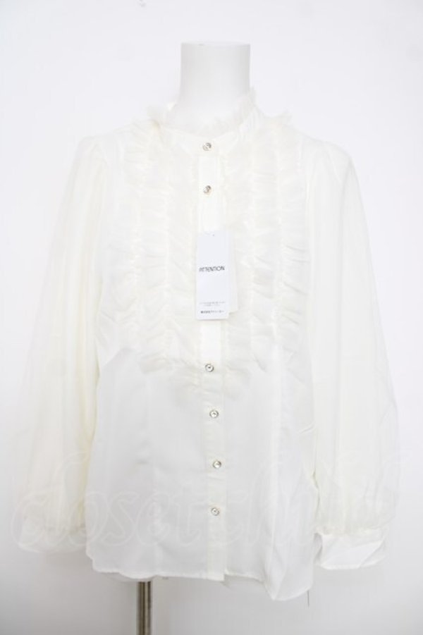 画像1: axes femme / チュールフリルハイネックブラウス F 白 Y-26-03-28-006-AX-BL-SZ-ZY (1)
