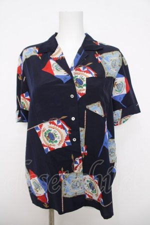 画像: INGEBORG / 旗柄シャツ  紺 Y-26-03-28-072-LO-BL-SZ-ZY