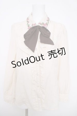 画像: axes femme / お花刺繍フリルブラウス M 生成り Y-26-03-28-007-AX-BL-SZ-ZY