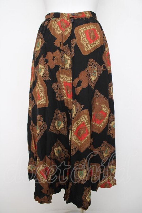 画像2: INGEBORG / タッセル額縁プリントスカート  黒 Y-26-03-28-079-LO-SK-SZ-ZY (2)