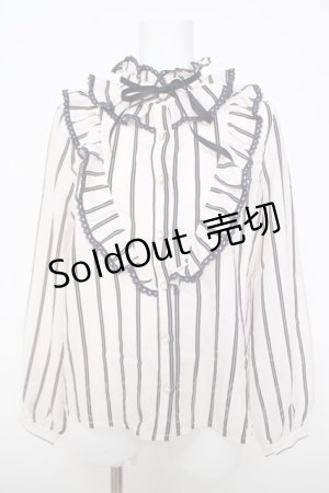 画像: axes femme / ストライプ柄フリルブラウス M 生成り Y-26-03-28-010-AX-BL-SZ-ZY