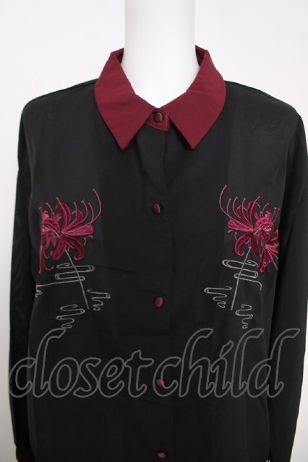 画像3: axes femme / 彼岸花刺繍シャツ F 黒 Y-26-03-28-014-AX-BL-SZ-ZY (3)