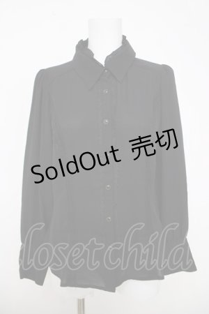 画像: axes femme / レースケープ風リボン付きブラウス M 黒 Y-26-03-28-015-AX-BL-SZ-ZY