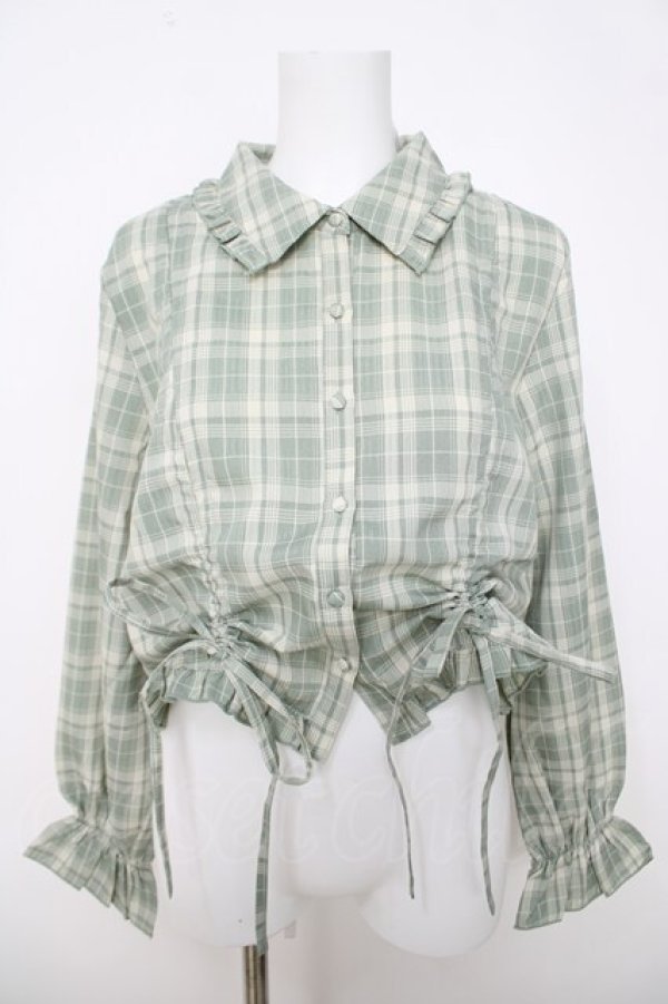 画像1: axes femme / ショート丈ドロストブラウス F ミント Y-26-03-28-017-AX-BL-SZ-ZY (1)