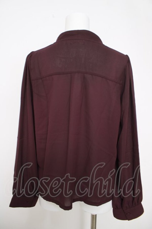 画像2: axes femme / 刺繍入りボータイブラウス M ワイン Y-26-03-28-018-AX-BL-SZ-ZY (2)