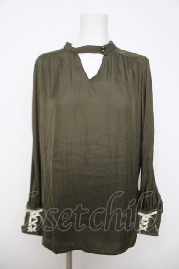 画像1: axes femme / 袖レースアップブラウス M グリーン Y-26-03-28-019-AX-TO-SZ-ZY (1)