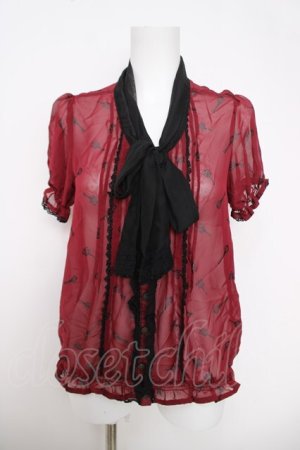 画像: axes femme / アンティークキーモチーフブラウス M ワイン Y-26-03-28-021-AX-BL-SZ-ZY