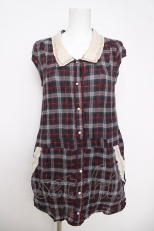 画像: axes femme / ラメチェックチュニック M ワイン/ネイビー Y-26-03-28-022-AX-TO-SZ-ZY