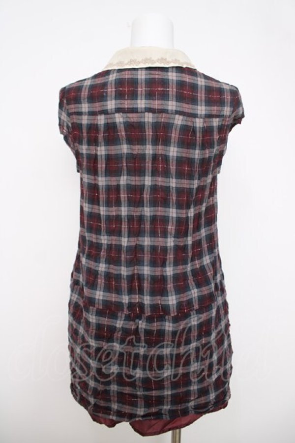 画像2: axes femme / ラメチェックチュニック M ワイン/ネイビー Y-26-03-28-022-AX-TO-SZ-ZY (2)