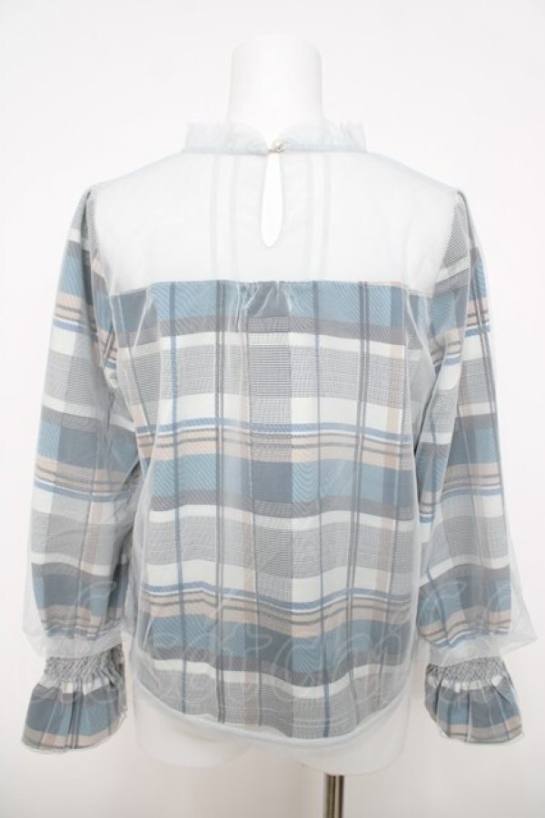 画像2: axes femme POETIQUE / チュール重ねブラウス M グリーン Y-26-03-28-026-AX-BL-SZ-ZY (2)