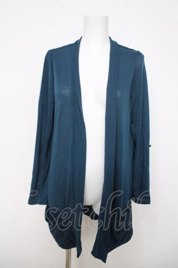 画像1: axes femme / 刺繍入りロールアップカーディガン M グリーン Y-26-03-28-027-AX-TO-SZ-ZY (1)