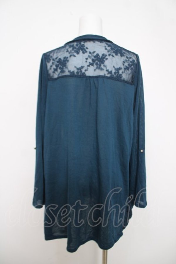 画像2: axes femme / 刺繍入りロールアップカーディガン M グリーン Y-26-03-28-027-AX-TO-SZ-ZY (2)