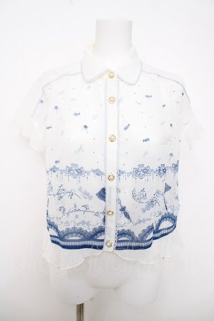 画像: axes femme POETIQUE / アンブレラプリントブラウス M 白 Y-26-03-28-028-AX-BL-SZ-ZY