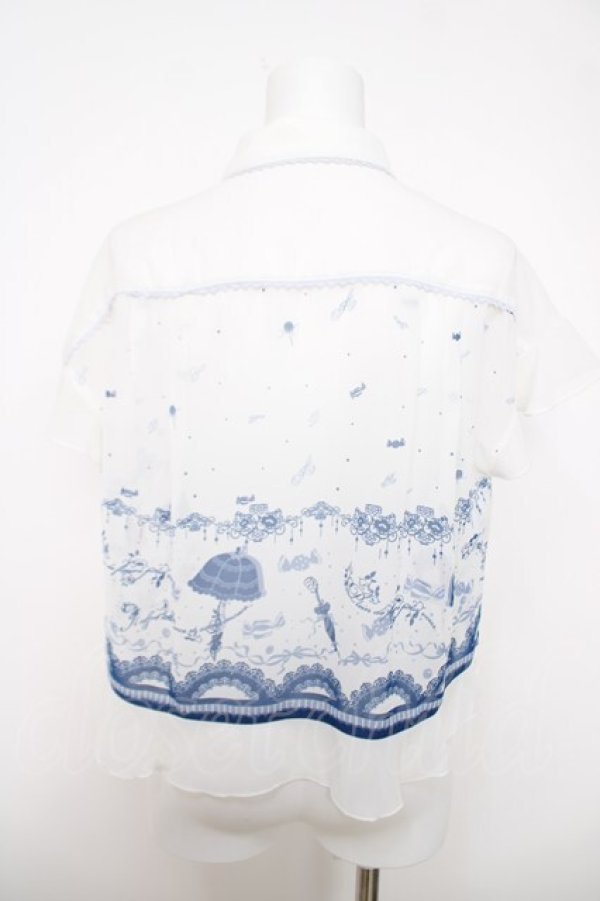 画像2: axes femme POETIQUE / アンブレラプリントブラウス M 白 Y-26-03-28-028-AX-BL-SZ-ZY (2)