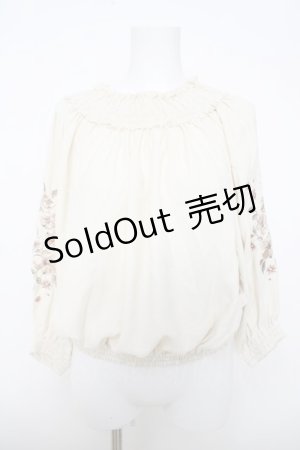 画像: axes femme / 袖刺繍トップス M 生成り Y-26-03-28-035-AX-TO-SZ-ZY