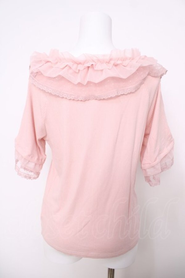 画像2: axes femme / ドット×チュールフリルプルオーバー F ピンク Y-26-03-28-036-AX-TO-SZ-ZY (2)