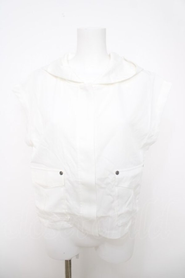 画像1: axes femme / フード付ミリタリー風ベスト F 白 Y-26-03-28-037-AX-TO-SZ-ZY (1)