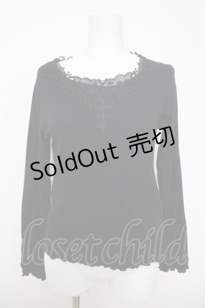 画像: axes femme / モチーフレースリブプルオーバー M 黒 Y-26-03-28-041-AX-TO-SZ-ZY