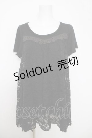 画像: axes femme / レース重ね半袖チュニック M 黒 Y-26-03-28-043-AX-OP-SZ-ZY